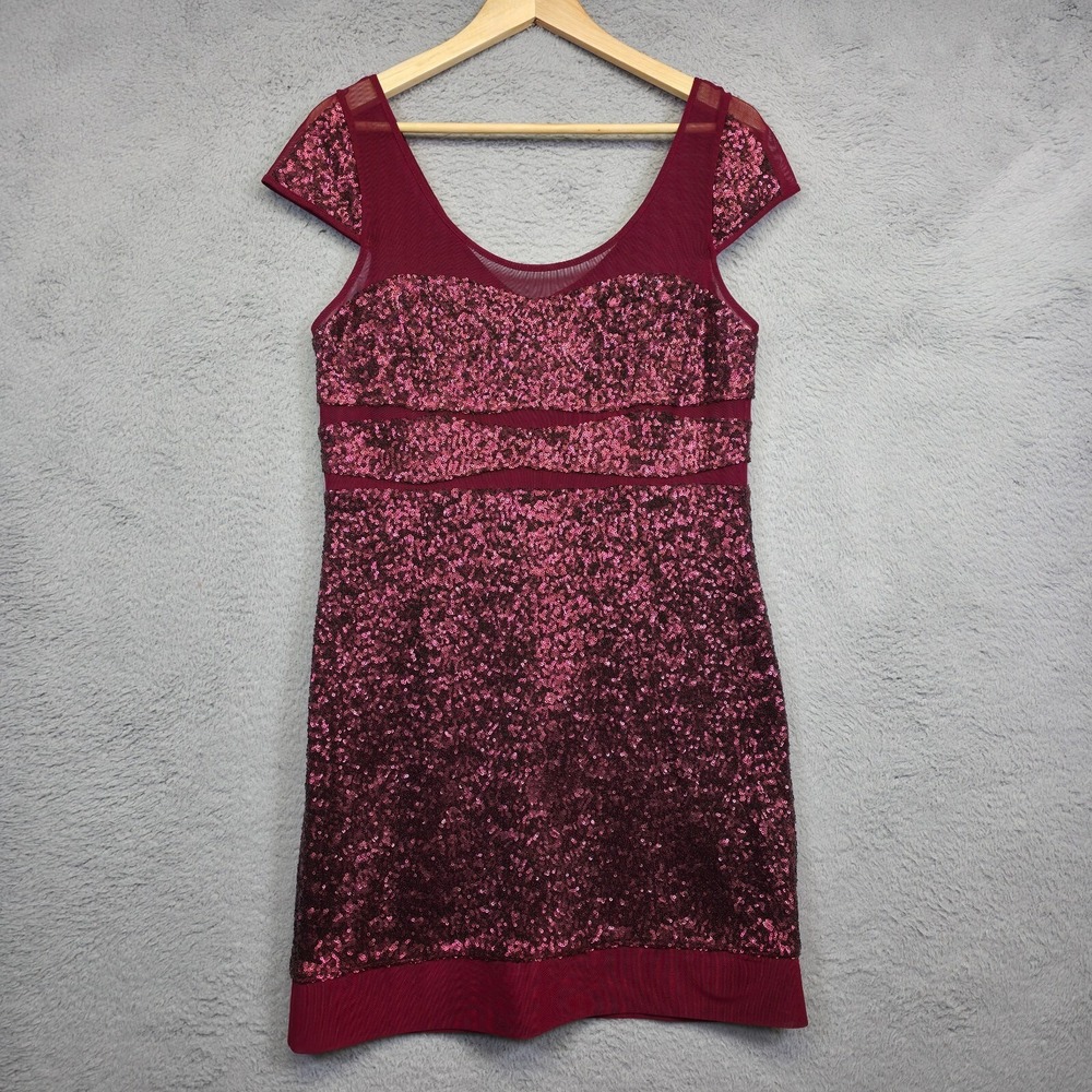 Betsey Johnson Dress Women 14 Red Sequin Y2K Vamp Glam New Year Holiday HOCO - Picture 12 of 16